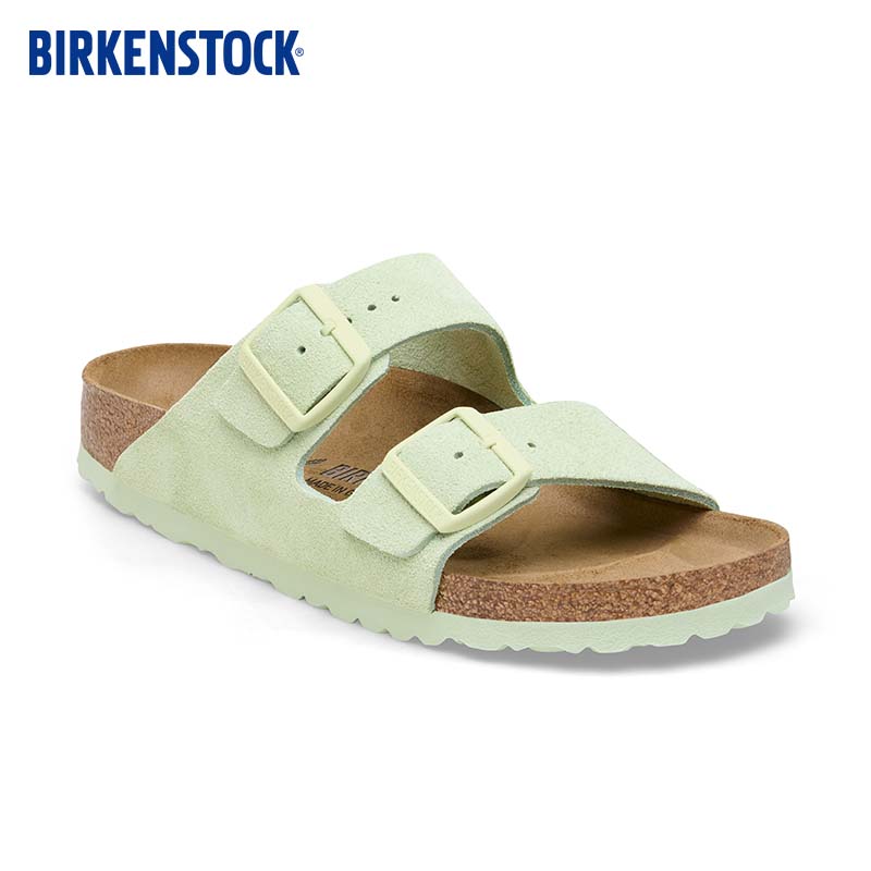 BIRKENSTOCK勃肯软木拖鞋女款双带拖鞋Arizona系列 绿色/浅柠绿窄版1026831 38