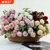 繁花若素 玫瑰花仿真花假花擺設裝飾花卉客廳擺件手捧塑料花束婚禮布置花藝