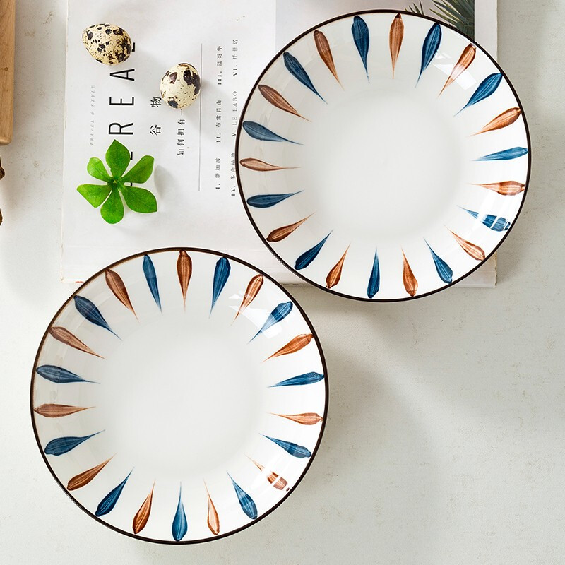 尚行知是  日式碗碟套装家用创意北欧陶瓷碗餐具套装碗盘碗筷盘子组合 7英寸饭盘2个