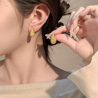KOSE 高絲 金色螺紋耳釘女感2024新款耳環小眾設計感獨特歐美耳飾品