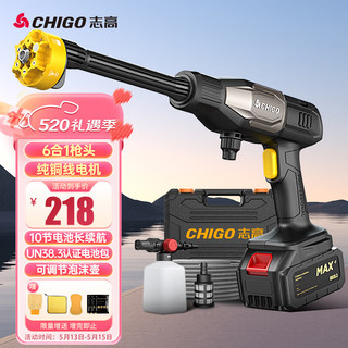 CHIGO 志高 高压洗车水枪无线锂电清洗机家用便携手持多功