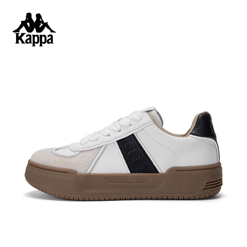 卡帕（Kappa）德训鞋子女厚底增高休闲运动板鞋 米黄色/黑色 36 