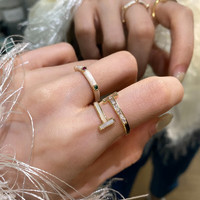 MOEFI 茉妃 復古小眾感彩鉆滴釉戒指時尚個性顯白食指戒可調節2024年新款 彩鉆滴釉戒指套裝