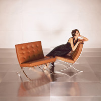JNLEZI 巴塞羅那椅意式極簡設計師款輕奢真皮休閑椅意大利單人沙發