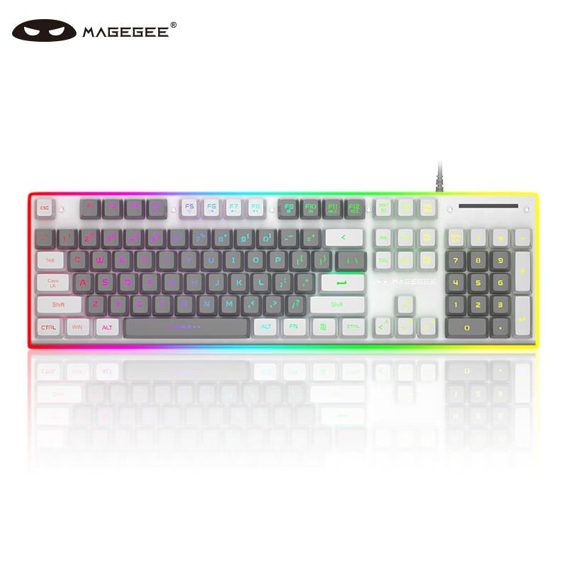 MageGeeGK770 机械手感键鼠套装 RGB背光电竞游戏键盘鼠标 有线机械键盘 GT838 白灰混搭 RGB