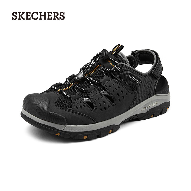 斯凯奇（Skechers）男鞋夏季休闲开车包头凉鞋户外登山越野鞋徒步洞洞鞋205113 黑色/BLK 42
