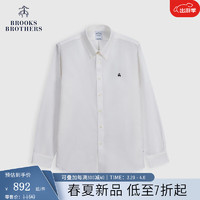 布克兄弟（BrooksBrothers）男士24春夏简约条纹扣结领休闲衬衫 1001-白色 S