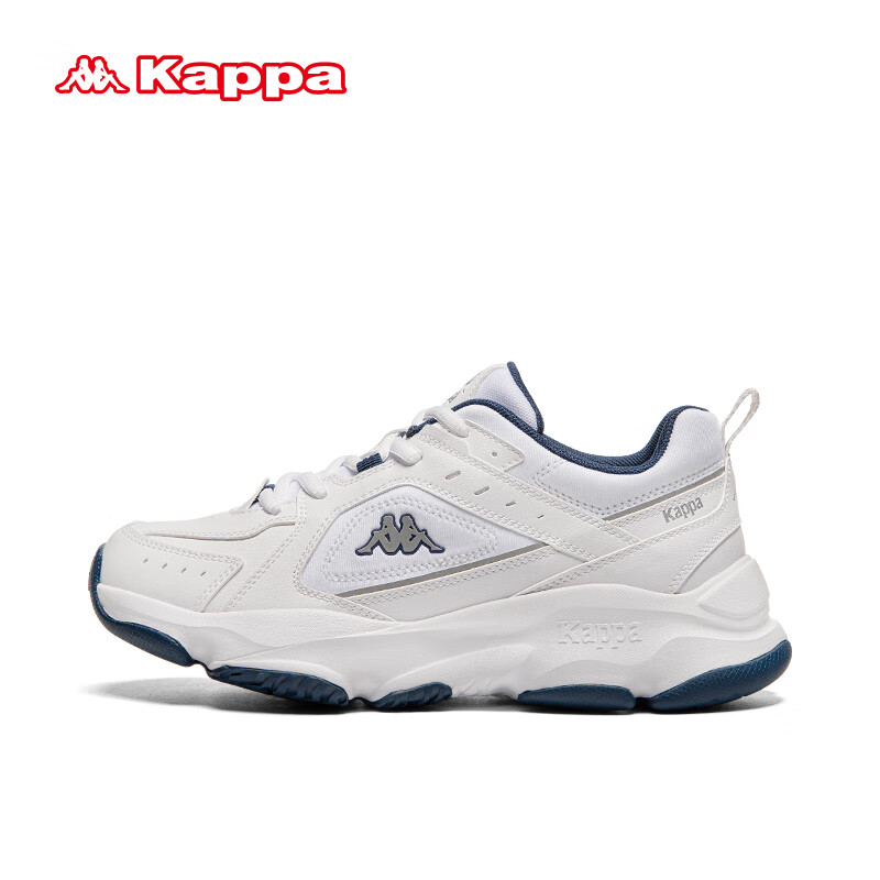 卡帕（Kappa）运动老爹鞋子男鞋2024厚底增高小白鞋 01CJ漂白/影蓝 41