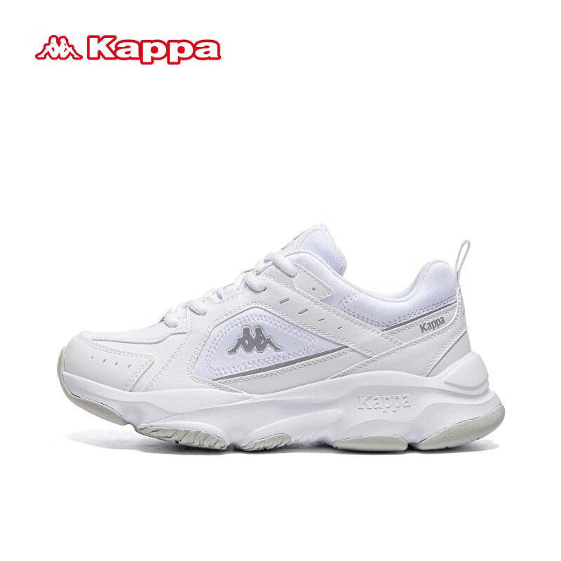 卡帕（Kappa）运动老爹鞋子男鞋2024厚底增高小白鞋 01CJ漂白 44