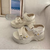 隨瀾 爆款法式厚底運動涼鞋女夏外穿高級感新款坡跟沙灘羅馬涼鞋 白色 38