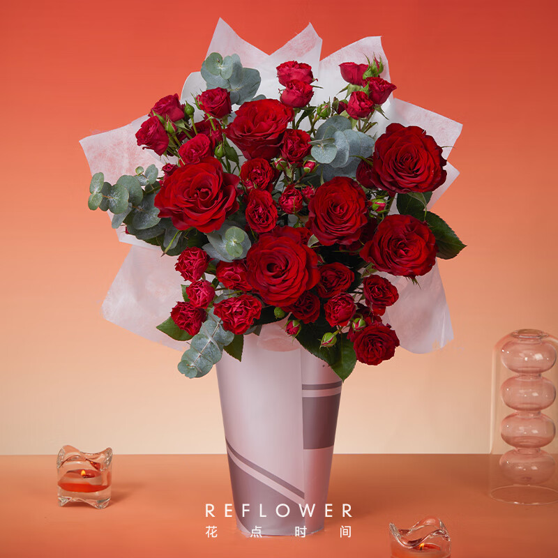 花点时间（Reflower）520玫瑰鲜花花束实用插花真花-坚 9枝红玫瑰花束【为你钟情】 5月19日-21日期间收花