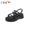 紅蜻蜓 羅馬涼鞋2024夏季沙灘鞋厚底顯瘦防滑涼鞋女 WTK24058黑色38