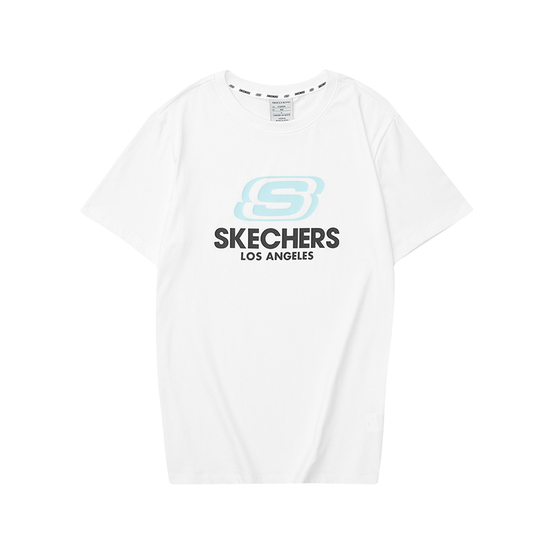 Skechers斯凯奇短袖男女春夏季白色速干运动潮流圆领T恤