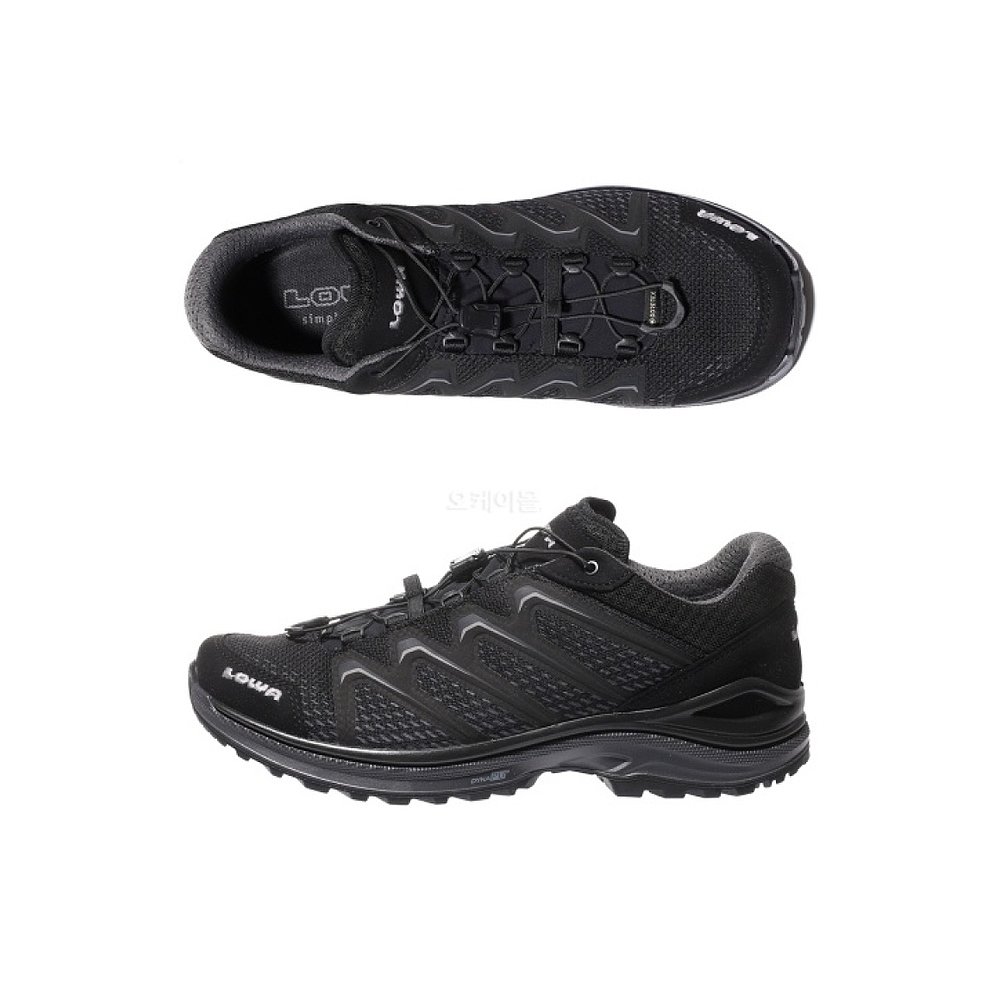 韩国Lowa登山鞋徒步鞋黑色网面低帮系带柔软舒适透气缓震休闲