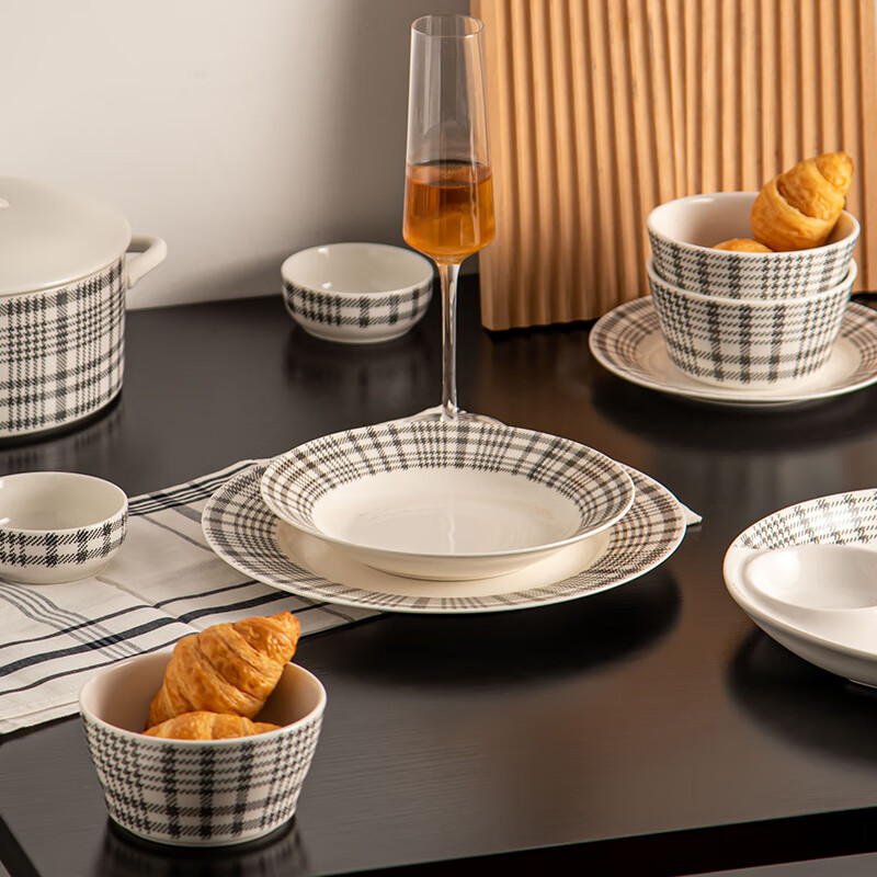 SUCCOHOMEWARE美式复古简约餐具套装 家用陶瓷布纹碗碟盘整套 送人餐具盒 布纹-小勺子 (2只装)