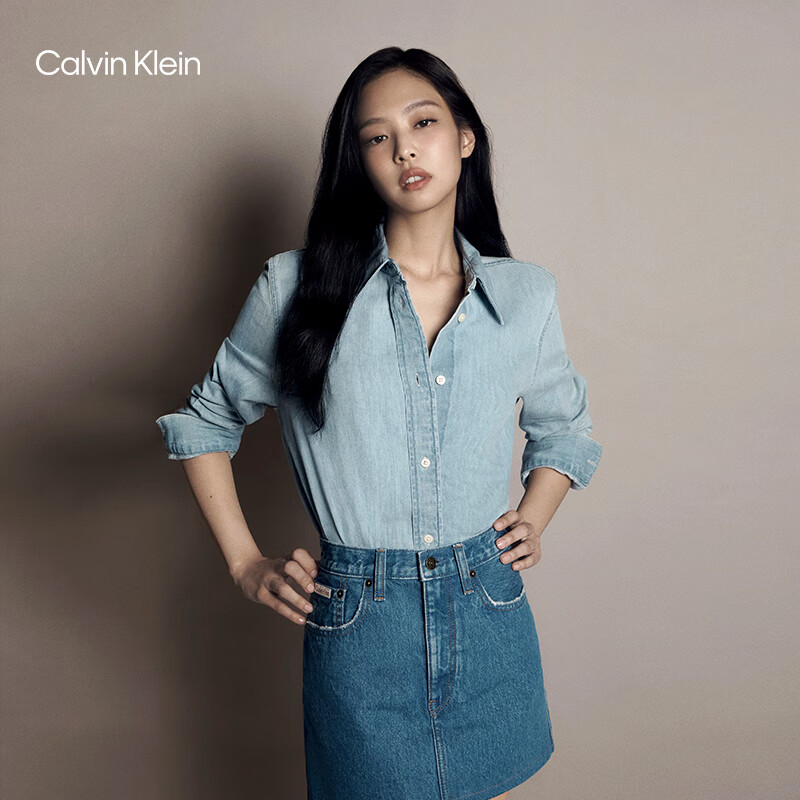 Calvin Klein【JENNIE同款】Jeans24春夏女士经典ck复古纯棉牛仔衬衫40WK840 N85-