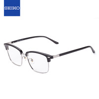 精工(SEIKO)眼镜框商务系列男士全框休闲钛材近视眼镜架HG4101 02银色 55mm