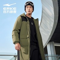 ERKE 鴻星爾克 男棉服2023冬季新款中長款棉服時尚休閑運動經典防風外套