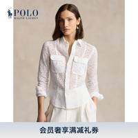 Polo Ralph Lauren 拉夫劳伦 女装 24年夏修身版孔眼亚麻衬衫RL25530 100-白色 18
