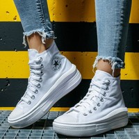 CONVERSE 匡威 All Star Move 松糕厚底增高高幫帆布鞋女款小白鞋