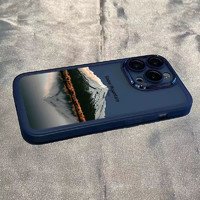 倒映雪山適用于蘋果15promax手機殼iPhone14pro全包12p/13/硅膠11 藍色 iPhone 15 Pro Max