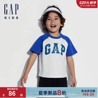 Gap男童2024春季纯棉logo撞色插肩袖短袖T恤儿童装上衣510041 水蓝色 160cm 亚洲尺码