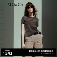MO&Co.2024夏赛博印花套色脏染棉质短袖圆领T恤MBD2TEET07 深灰色 M/165