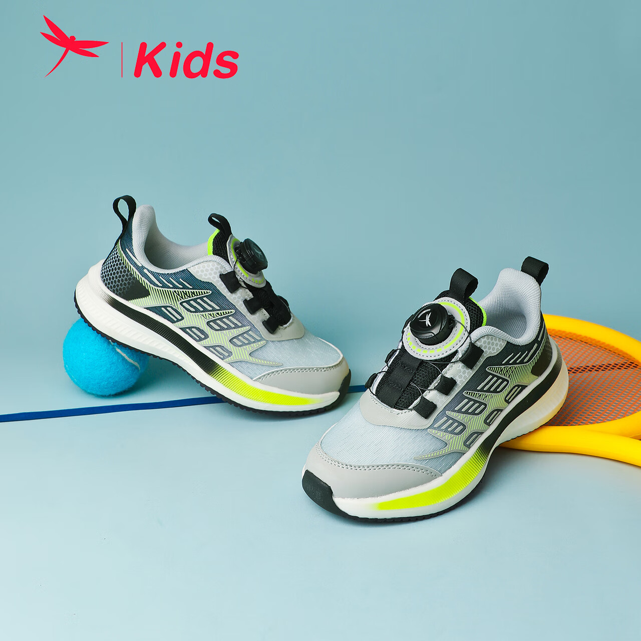 红蜻蜓儿童24夏季童鞋男女童时尚运动鞋休闲中大童跑鞋 黑绿色 36码