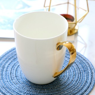 瓷侠客 马克杯骨瓷大容量早餐陶瓷带盖勺喝水杯子办公室家用男女咖啡杯 水冰月 马克杯+勺