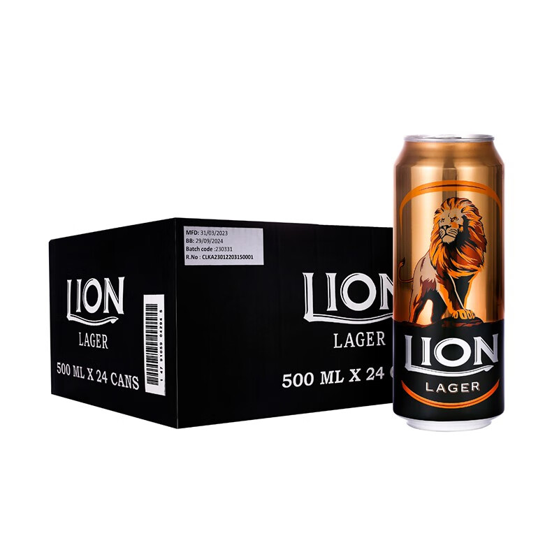 狮子（LION）斯里兰卡精酿啤酒 狮子窖藏淡色拉格高度烈性啤酒 500ml*24罐整箱装