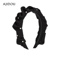 AJIDOU阿吉豆优雅时尚气质简约宽发箍 黑色 内径11.5cm宽4cm