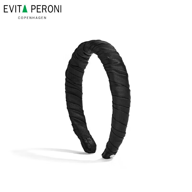 依慧达（Evita Peroni ）褶皱发箍女头箍防滑高颅顶纯色洗脸发卡时尚简约 优雅黑