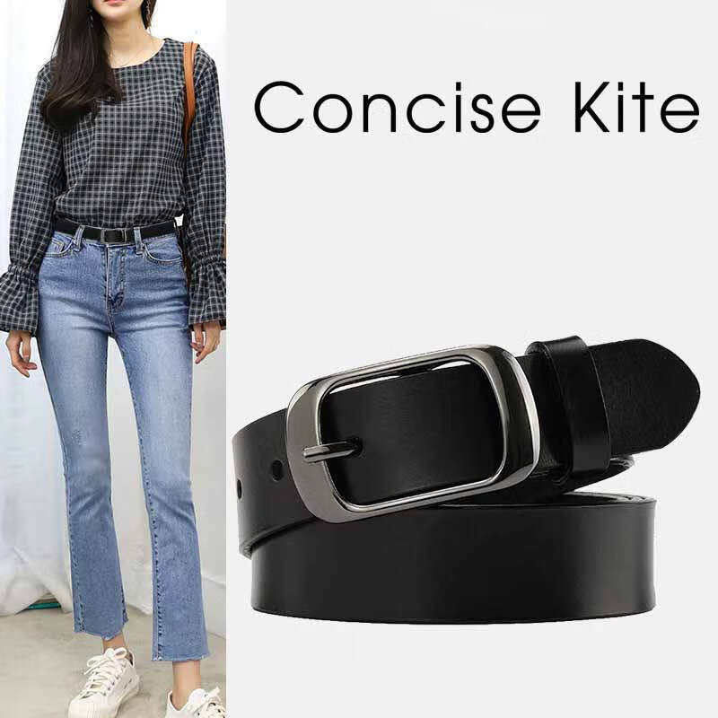 CONCISE KITE皮带女士牛皮牛仔连衣西装裤裙带CK轻奢夏季腰带女 黑色 105cm 带宽（2.8cm）