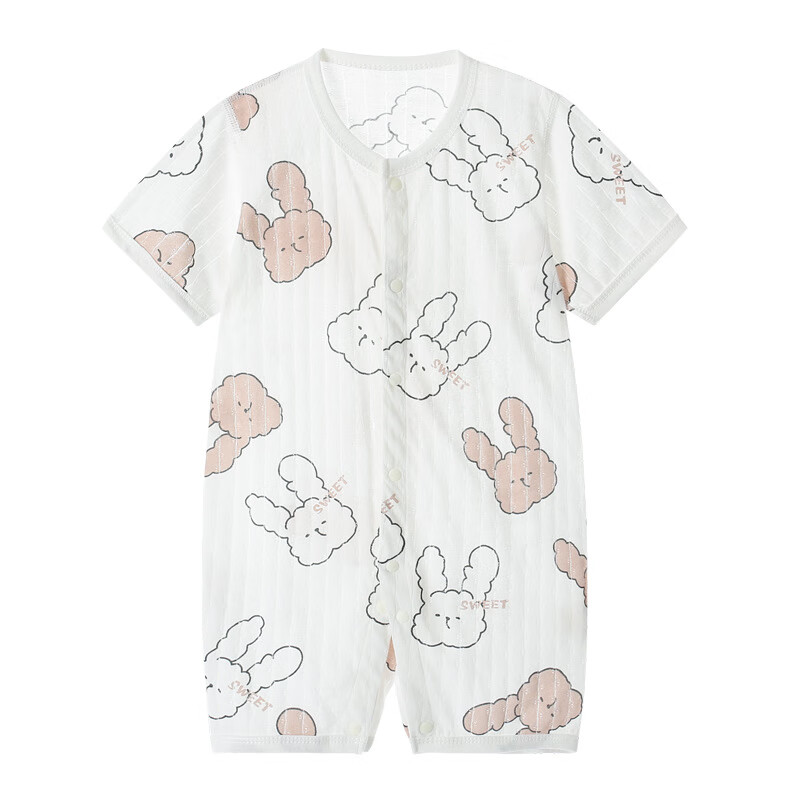 班杰威尔（BANJVALL）婴儿衣服夏季薄款连体衣服短袖新生儿睡衣夏季空调服 夏装悠悠兔短袖哈衣 73cm