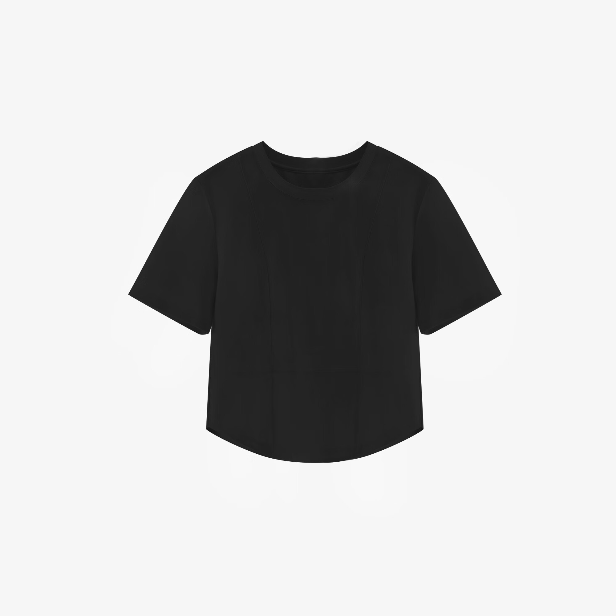 Basic House/百家好短款时尚休闲夏季黑色印花T恤-B0624H5U932 黑 S80-105斤