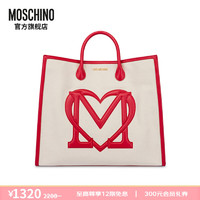 MOSCHINO Love Moschino24春夏女士压纹帆布手提包520 象牙色 常规