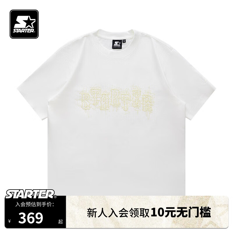 STARTER|印花T恤2024年夏季美式宽松短袖潮流时尚 白色 XL