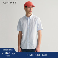GANT甘特2024春季男装简约纯色短袖衬衫|843000002 468-蓝色 XXL