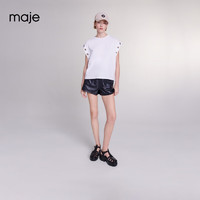 Maje2024春夏女装设计感棉质白色针织短袖T恤上衣MFPTS00817 白色 T1