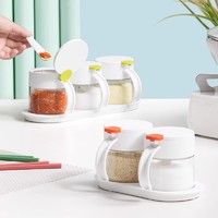 CHAHUA 茶花 玻璃調料盒家用廚房調味盒子組合套裝調料罐防潮收納瓶鹽罐子