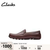 Clarks其乐奥斯威系列男鞋24一脚蹬英伦懒人鞋休闲乐福皮 棕褐色 261666837 39.5