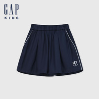 Gap女童2024夏季logo撞色绗线短裤宽松儿童装休闲裤466718 海军蓝 120cm(6-7岁)亚洲尺码