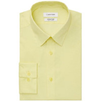Calvin Klein男士衬衫长袖棉质修身尖领上衣通勤休闲12509453 Yellow 17-17 1/2 36-37