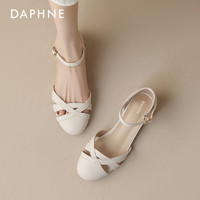 DAPHNE 達芙妮 羅馬涼鞋女款2024新款包頭平底鞋夏季外穿精致真皮豬籠女鞋