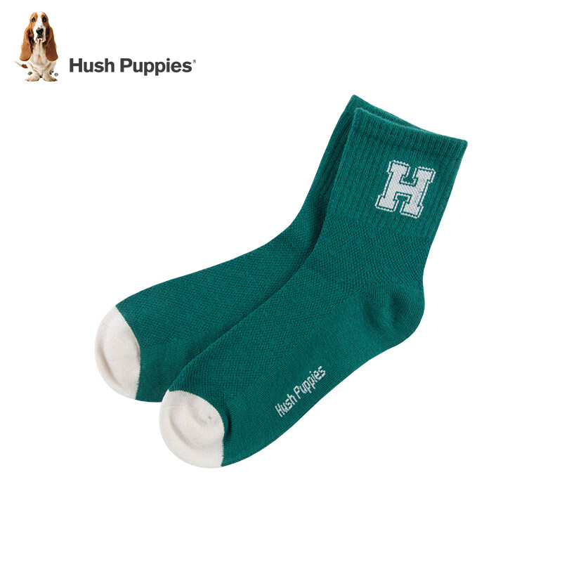 暇步士（Hush Puppies）童装儿童男女童袜子柔软舒适简约百搭童袜 松叶绿 130cm