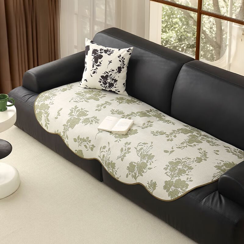 馨生活（senhot）夏季夏天沙发垫2024冰丝凉席凉垫沙发套罩奶油风盖布坐垫法式 莉亚-绿色 90*90cm