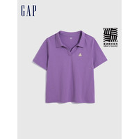 Gap女装夏季纯棉POLO开领水洗棉上衣714683短袖T恤 紫色 170/96A(M)