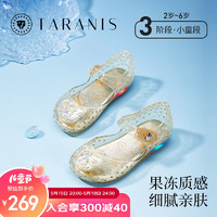 泰兰尼斯童鞋夏季新款水晶公主鞋女童凉鞋儿童闪灯鞋包头果冻鞋子   适合脚长14.5cm