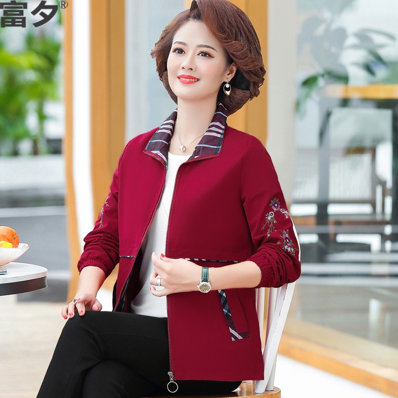富夕2024年新款中年妈妈春装外套中年女短款40岁50中老年人春秋薄上衣