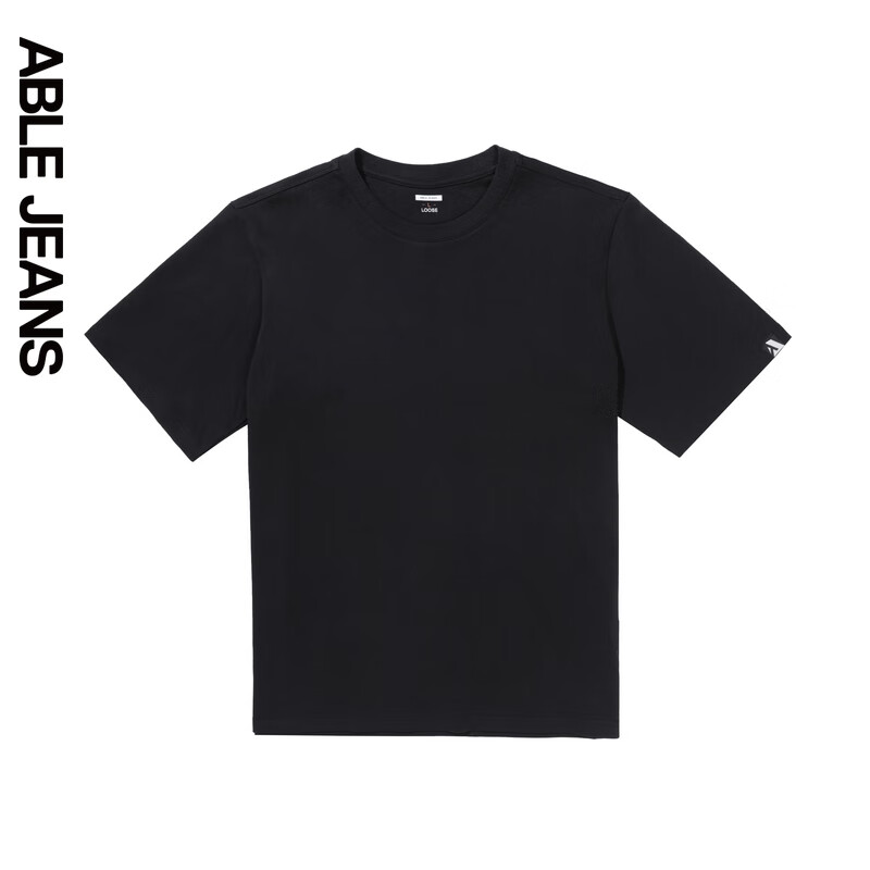 ABLE JEANS 24夏季男士TEE运动街头宽松短袖T恤男881227 黑色 XL